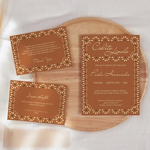 Pakiet zaproszeń na baby shower Cielito Lindo, szablon Terracota Gender Neutral, meksykańska impreza Barro, edytowalny Canva do natychmiastowego pobrania, B03Y