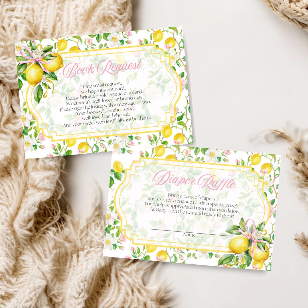Pink Lemonade Baby Shower Card Set Canva Template, Thank You Card ...