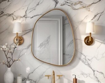Irregular Mirror, Asymmetrical Mirror, Abstract Mirror, Mirror Wall Decor, Unique Gold Frame Mirror, Wall Mirror Suitable for Every Decor