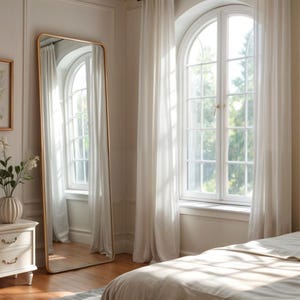 Full Length Mirror, Full Body Long Mirror, Modern Big Mirror for Bedroom, Dressing Room Mirror, Gold Frame Full Length Mirror