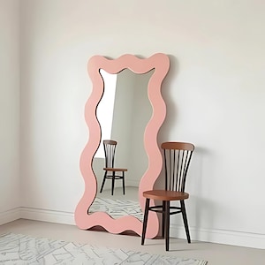Irregular Long Mirror, Curvy Full length Mirror, Wavy Frame Floor Mirror, Dressing Room Full Body Mirror, Squiggle Large Mirror, Tall Mirror