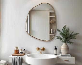 Irregular Mirror, Asymmetrical Mirror, Abstract Mirror, Mirror Wall Decor, Unique Gold Frame Mirror, Wall Mirror Suitable for Every Decor