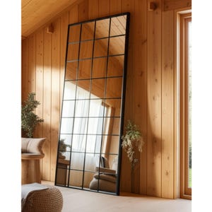 Window Full Length Mirror, Living Room Window Mirror, Long Mirror for Living Room, Farmhouse Decoretive Wall Window Pane Mirror