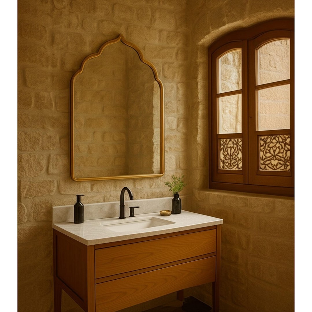 Fas Style Fas Style Bathroom Mirror, Arched Medieval Wall Mirror, Wavy Frame ...
