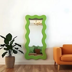 Squiggle Full Length Mirror, Irregular Full Body Mirror, Luxury Long Mirror, Wavy Large Wall Decor, Asymmetrical Floor Mirror, Gift for home