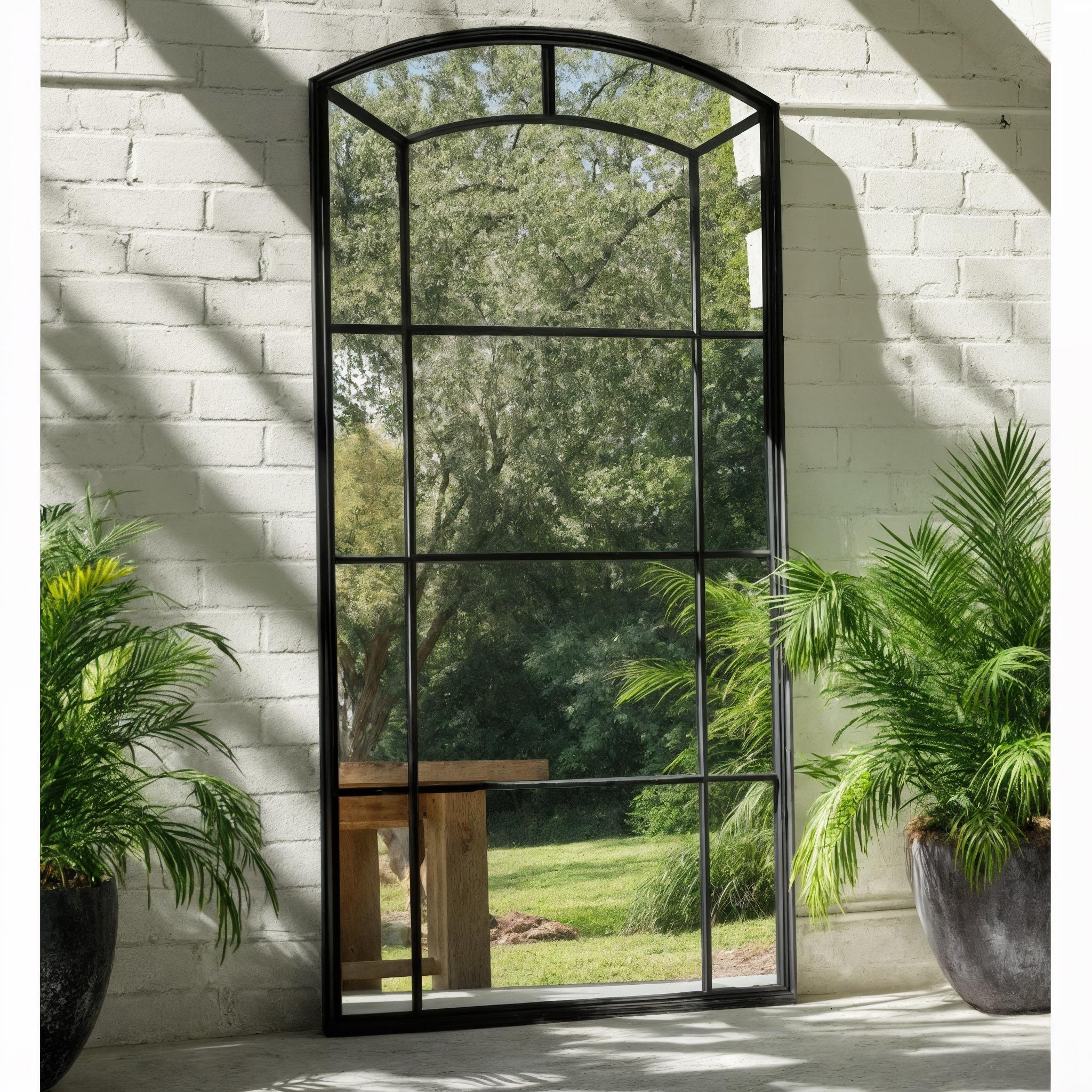 Asymmetrical Rear Window Arched Window Wall Full-length Mirror, Arched Window Big Wall Mirror ...