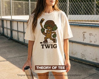 Camiseta de palo de hockey con ramita de dibujos animados / Camiseta con términos/jerga / Regalo retro de jugador de hockey / Camiseta de hockey sobre hielo estilo vintage / Ropa deportiva para mamás en la pista de patinaje