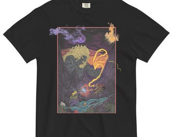 Warlocks vs Mages Graphic Tee | Dark Fantasy Duel Graphic | Comfort Colors Vintage | Wizard Battle | Gift for Fantasy Fans
