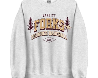 City of Forks Varsity Cozy Pullover Sweatshirt | Vampire Baseball Gildan Pullover | Soft | Bookish Vibe | Bookish Pullover |