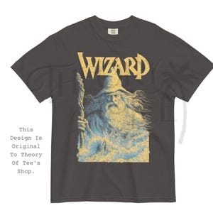 Wizard Large Print Shirt, Vintage Fantasy Tee, Heavy Metal Graphic T-Shirt, Comfort Colors® Wizard Gift, Gothic Rock Tour Shirt, Gift Idea