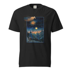 Comfort Colors Dark Fantasy Wizard Shirt – 80s Retro Mage Warlock Graphic Tee – Gothic Sorcerer T-Shirt for Men & Women