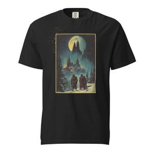 Frosthold Sentinel – Winter Dwarf Guard Graphic Tee | Comfort Colors Dark Fantasy Castle Shirt