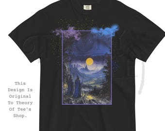 Wizards of the Horizon – Fantasy Chill Mage Graphic Tee | Comfort Colors Open World Wizard Shirt