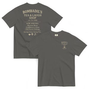 Bombadil’s Tea & Laugh Shop Shirt – LOTR-Inspired Comfort Colors Tee – Fantasty Fandom Shirt– Hobbitcore Gift, Christmas Gift Idea, Halfling