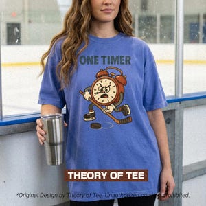 Maglietta da hockey One Timer - Maglietta da hockey divertente, grafica da hockey vintage, maglietta tinta in capo Comfort Colors, regalo per i fan dell'hockey