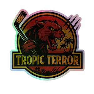 Adesivo olografico Tropic Terror - Adesivi da hockey - Adesivo da hockey Florida - Adesivi divertenti - Adesivi olografici