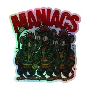Adesivo olografico da hockey Rat Maniacs – Caos ispirato ai Florida Panthers