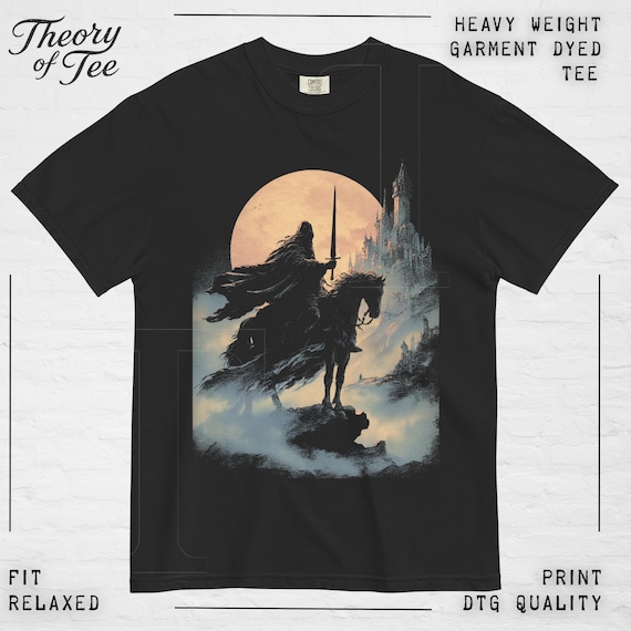 The Dark Fantasy Shirt | Rider on Horse Graphic Tee | Comfort Color Garment Dye Tshirt | Fantasy Fan Gift |