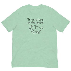 Triceratops Graphic Tee: Dinosaur Outline, Mint Green Bella Canvas