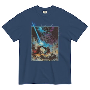 Comfort Colors Dark Fantasy Wizard Battle Shirt – 80s Retro Mage Warlock Graphic Tee – Gothic  Sorcerer T-Shirt for Men & Women
