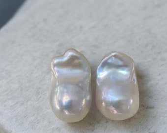 Irregular Pearl Earrings - Natural Freshwater Baroque Pearls in Sterling Silver Unique Aurora Bright PearlsJewelry for Women