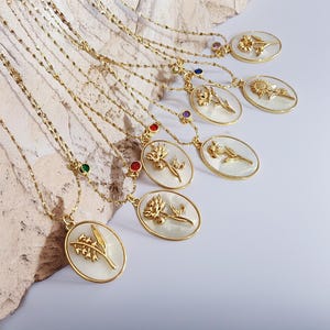 Pearl Birth Flower Necklace: 14K Gold Floral Pendant, Birthstone Gift.