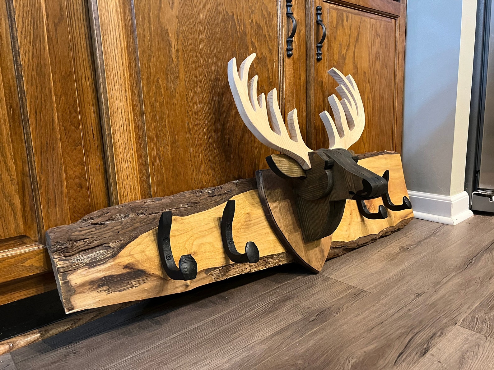 Deer Head Trophy Coat Rack / Organizer With Railroad Spikes on Etsy