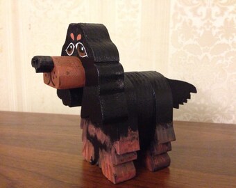 Wooden Cavalier King Charles Spaniel Layered Pet ...Black and Tan