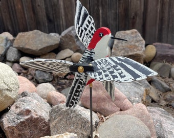 Woodpecker Whirligig (Body 7.75”L x 2” W/Wingspan 10” L/Beak 1.25”)