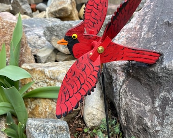 Cardinal Whirligig (Body 8”L x 2.5”W/Wings 11”)