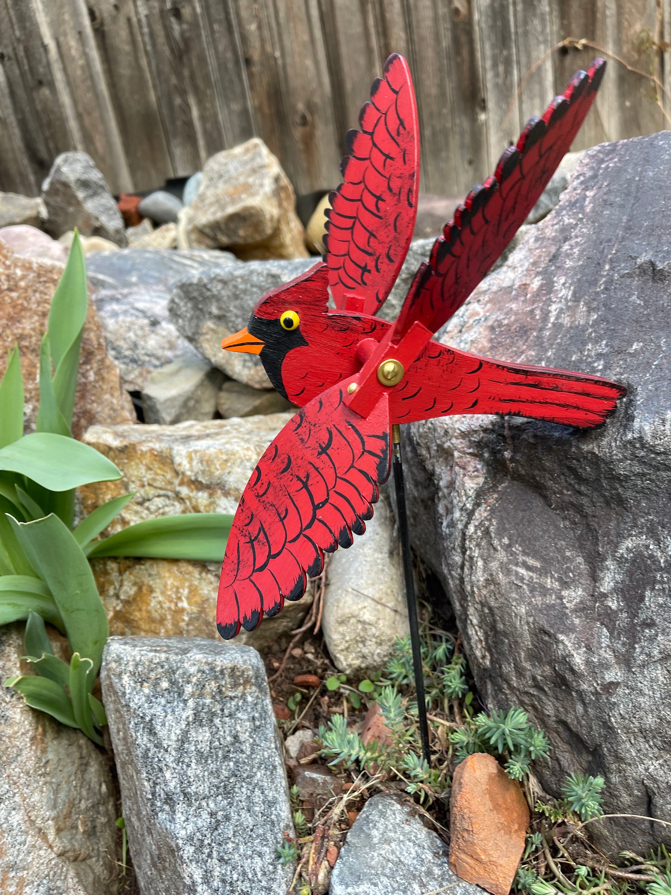 Cardinal Whirligig (Body 8”L x 2.5”W/Wings 11”)