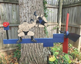 Wrestler Whirligig - Whimsical Yard Art