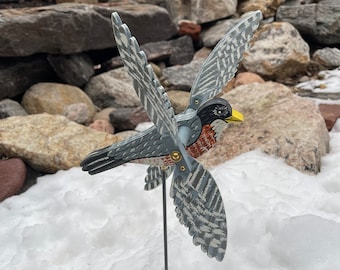 American Robin Whirligig (Body 8.25”L x 2.125” W/Wingspan 11” L)