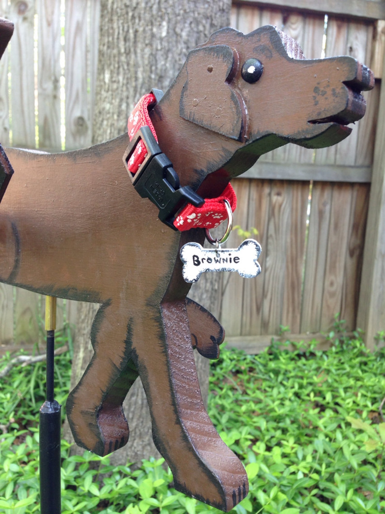Chocolate Lab Whirligig with collar and personalized tag Etsy