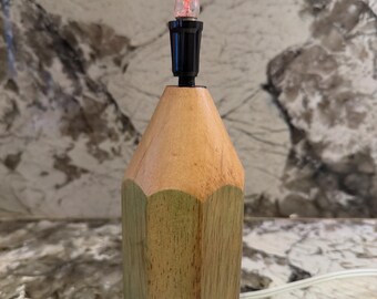 Rustic Handmade Pencil Lamp - Flicker Flame Light bulb included.