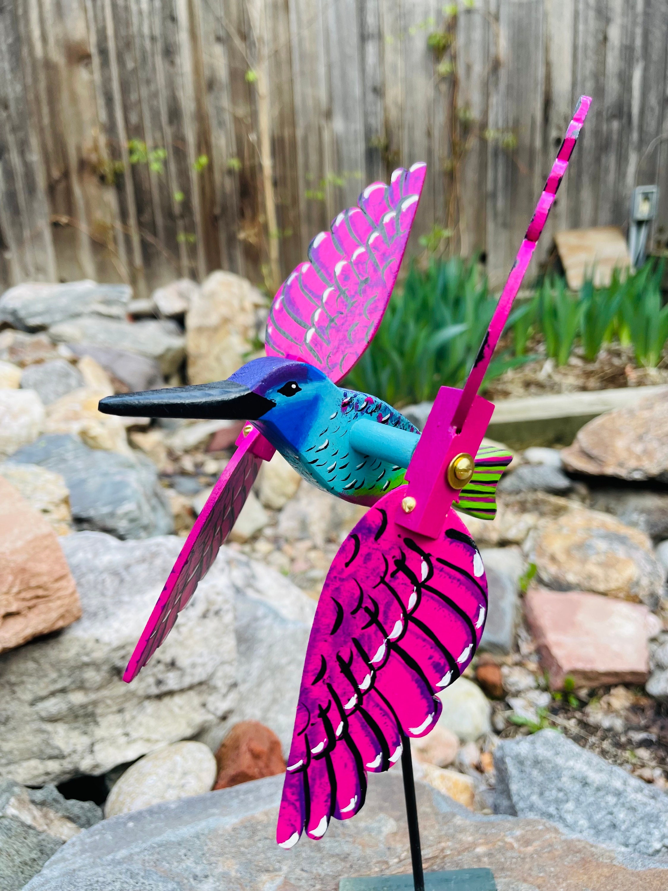 Hummingbird Whirligig (body 7”l/wingspan 10”L) - Etsy