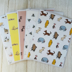Winnie the Pooh notecards / Set of 5 / Handmade / Blank inside / pageandpaisleyco