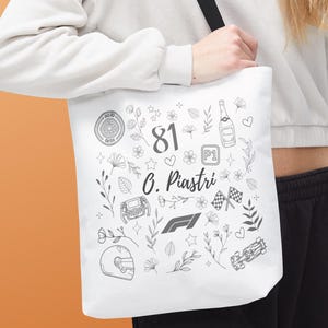 Oscar Piastri Doodle Formula 1 McLaren Tote Bag, Formula 1 Merch, F1 Fan Gift, F1 Aesthetic Merch, Oscar Piastri Merch, F1 Tote Bag