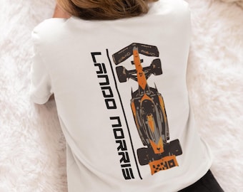 Lando Norris McLaren Formula 1 Car Graphic Tee, F1 Unisex T-Shirt, F1 Racing Apparel, Lando Norris Fan T-Shirt, Formula 1 Racing Fan Gift