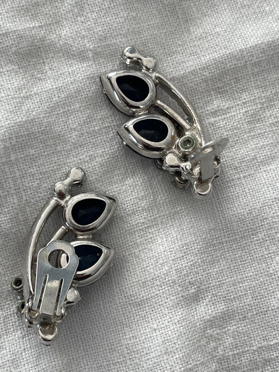 Juliana Blue Pear Rhinestone Brooch Earrings Set … - image 7