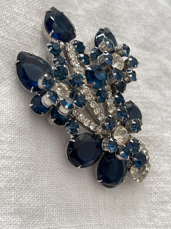 Juliana Blue Pear Rhinestone Brooch Earrings Set … - image 4