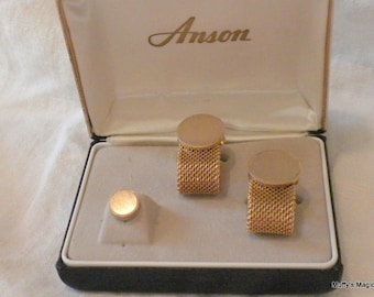 Anson Mesh Cuff Links Tie Tack Original Box
