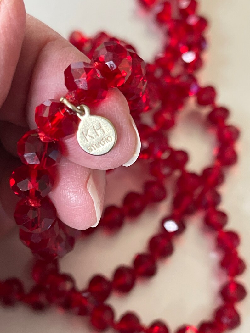 Red Crystal Bead Long Necklace From Kenny Hwang Studio Etsy