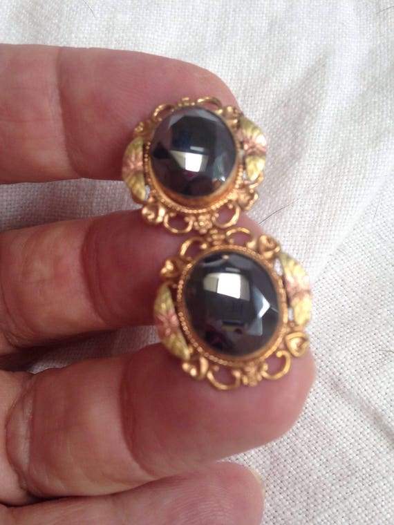 Gold Filled Hematite Cufflinks and Tie Bar Clasp - image 4