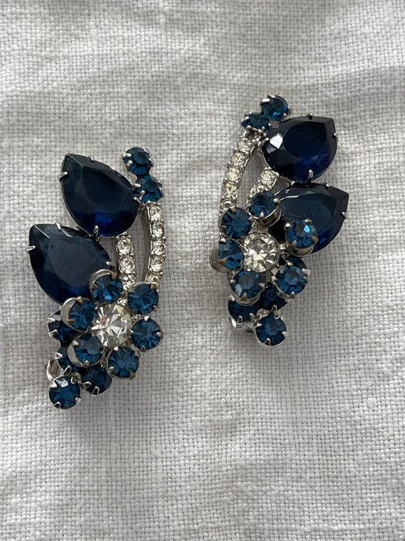 Juliana Blue Pear Rhinestone Brooch Earrings Set … - image 5