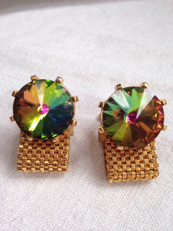 Men's Watermelon Rivoli Rhinestone Cufflinks and … - image 2