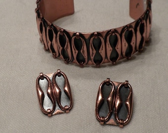 Vintage Renoir Copper Bracelet and Earrings Espana Design