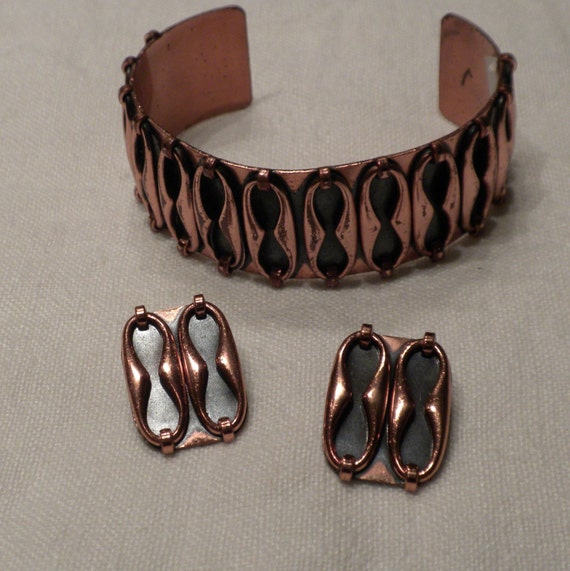 Vintage Renoir Copper Bracelet and Earrings Espana