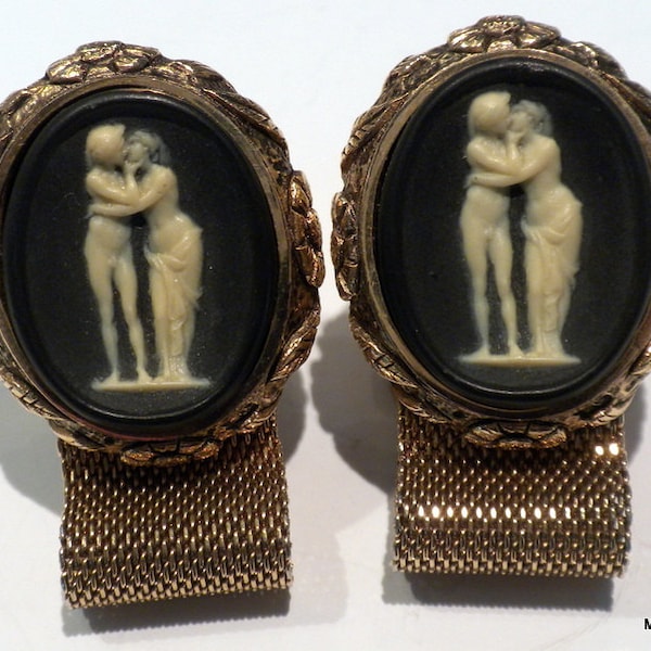 Vintage Dante Black Incolay Cuff Links The Kiss Love Story