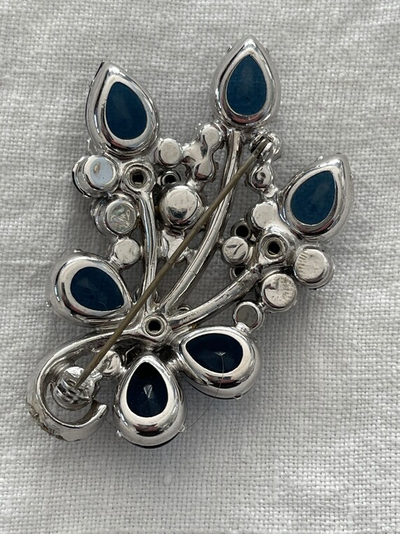 Juliana Blue Pear Rhinestone Brooch Earrings Set … - image 8